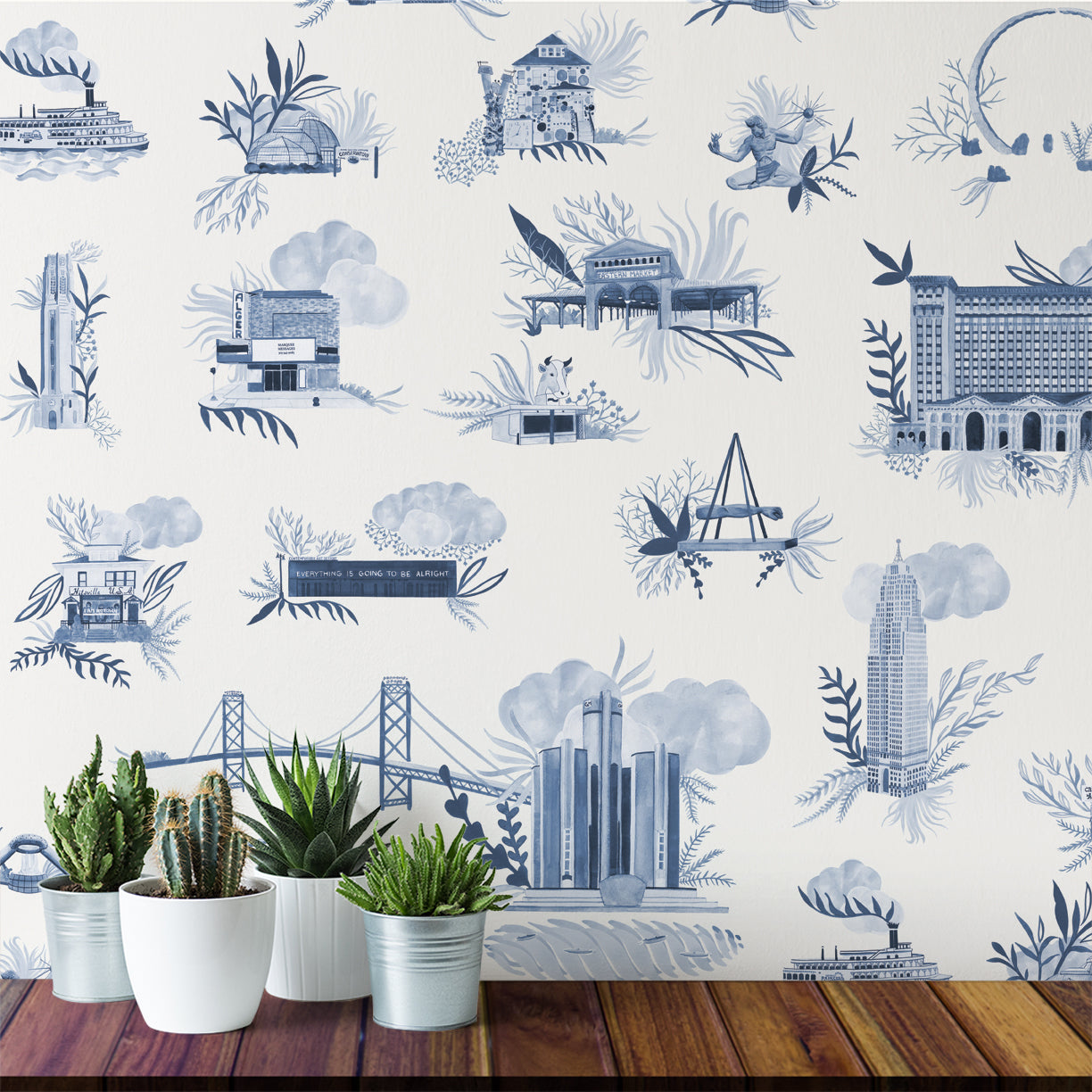We <3 Detroit - Toile Blue