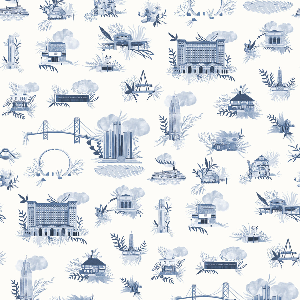 We <3 Detroit - Toile Blue