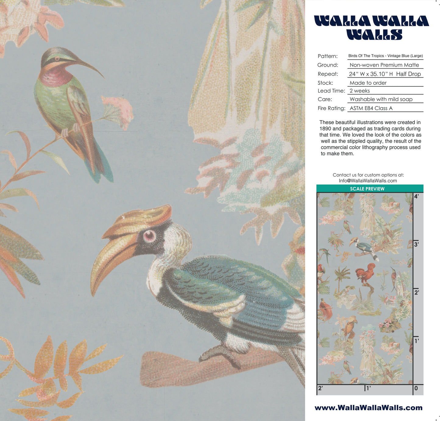 Birds Of The Tropics - Vintage Blue