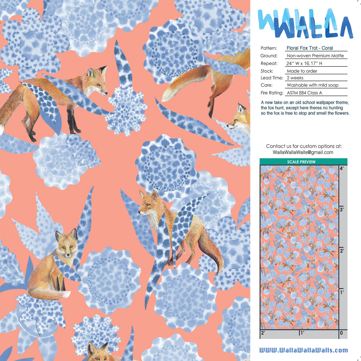 Floral Fox Trot - Coral
