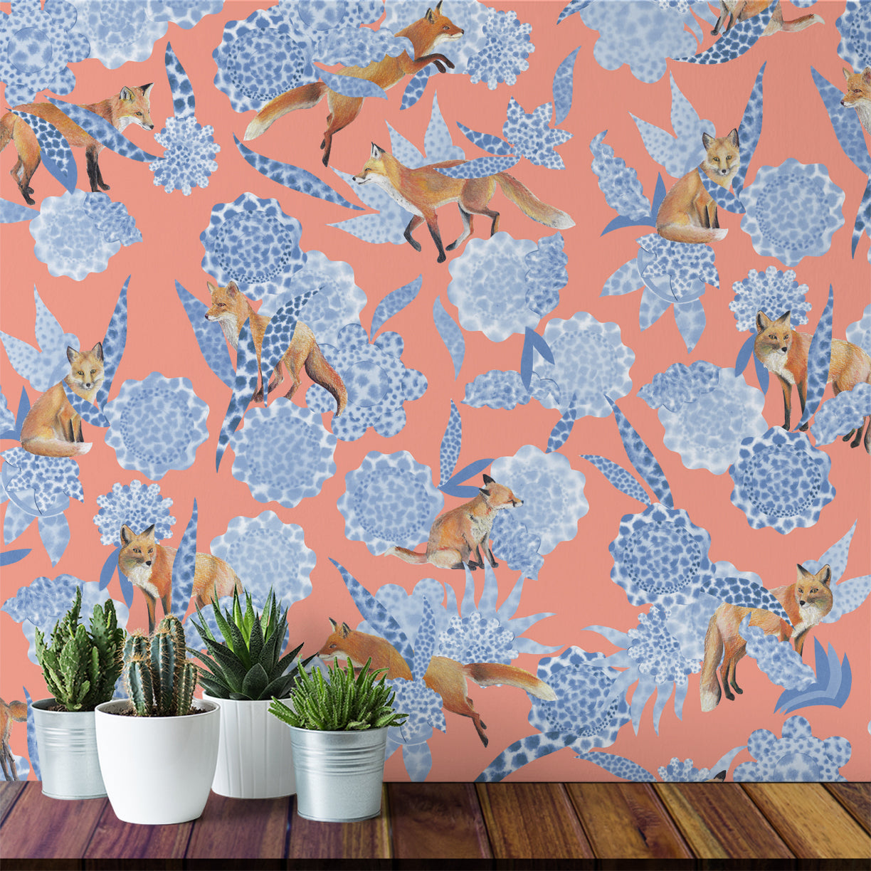 Floral Fox Trot - Coral